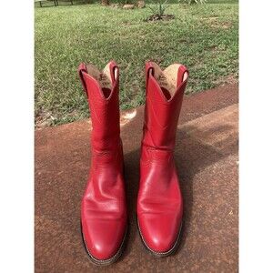 Justin Boots 8.5C L3055 Red Kipskin Western Cowboy Leather Women's Roper
